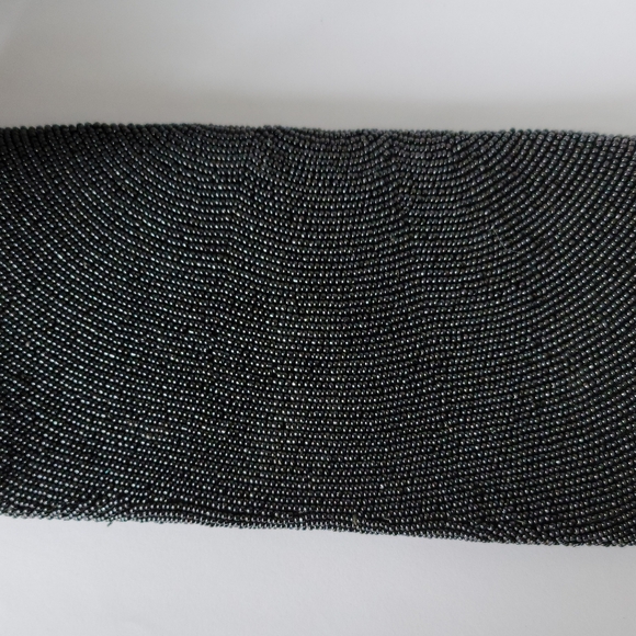 Vintage 1950s Black Hand Beaded Evening Clutch Bag Cocktail Formal Party 9 x 4.5 - Picture 3 of 10